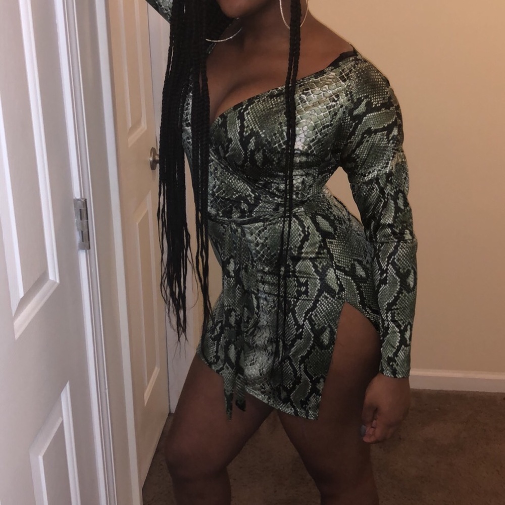 Snakeskin dress with slits